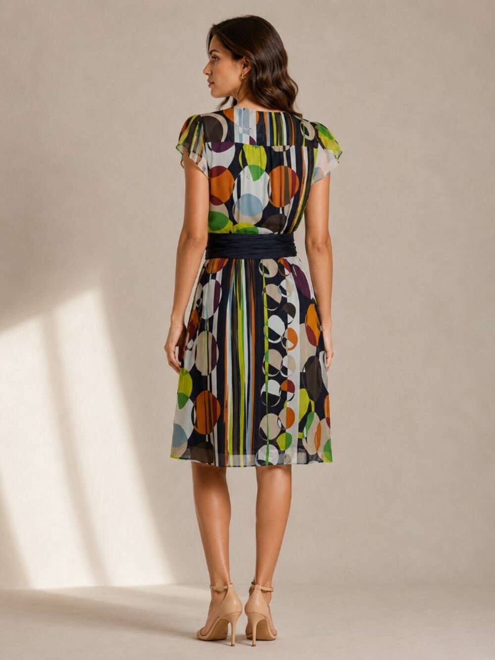 Anthropologie Moulinette Soeurs Colorful Geometric Print Faux Wrap Dress Size 4 - Picture 2 of 2
